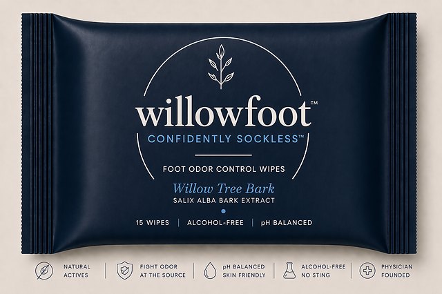 Willowfoot navy package featuring willow bark extract